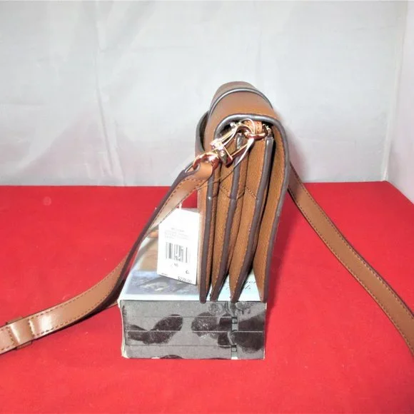 Michael Kors Charm Medium Triple gusset Pebbled Leather Crossbody  #3332 - Picture 9 of 12